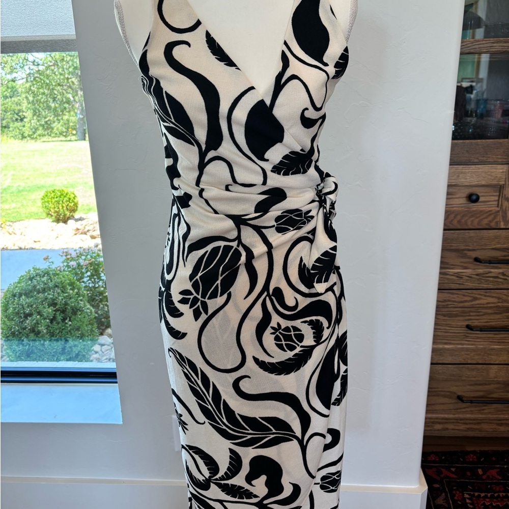H&M Black and Cream Midi Dress